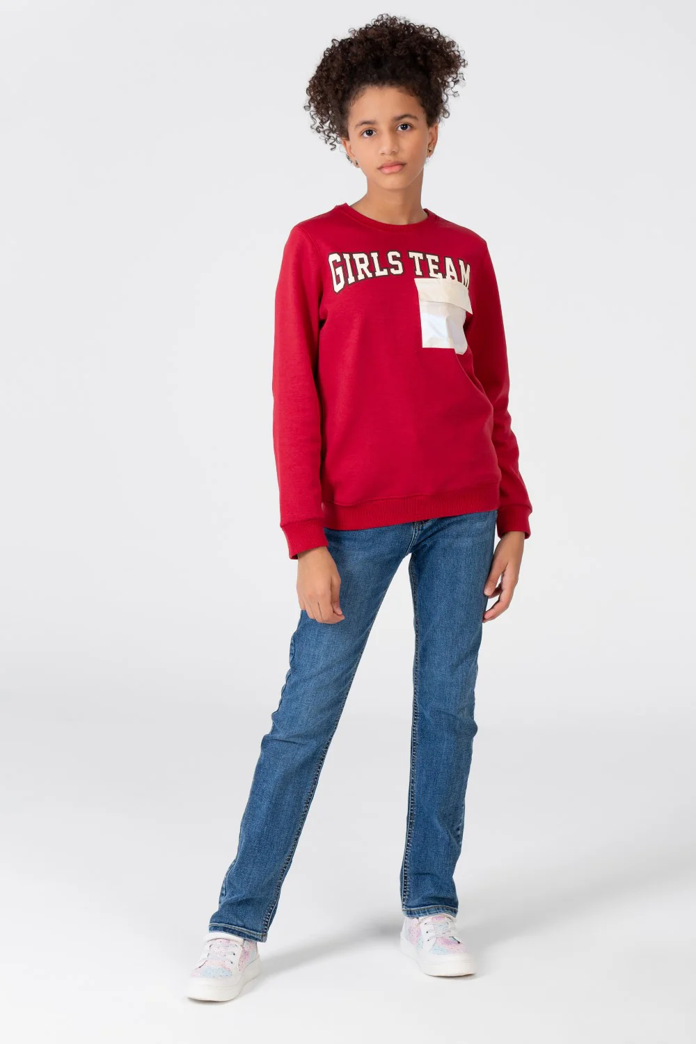 Girl's Sweatshirt With A Round Neck And A Print On The Front - Image 12