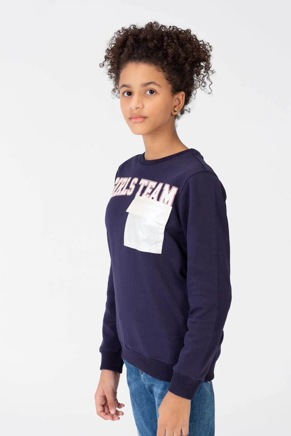 Girl's Sweatshirt With A Round Neck And A Print On The Front - Image 3