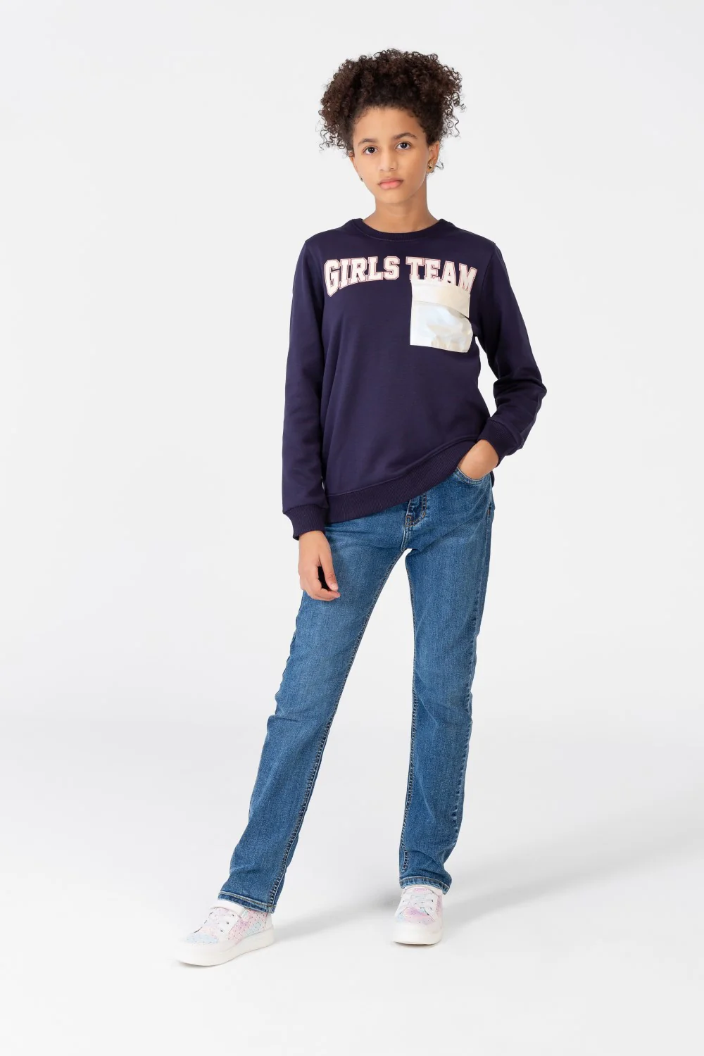 Girl's Sweatshirt With A Round Neck And A Print On The Front - Image 4