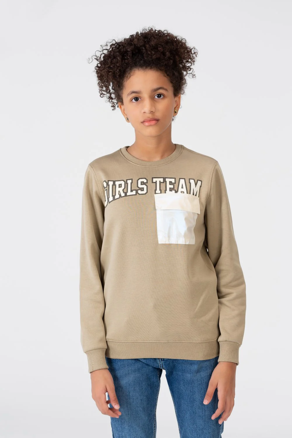 Girl's Sweatshirt With A Round Neck And A Print On The Front - Image 5