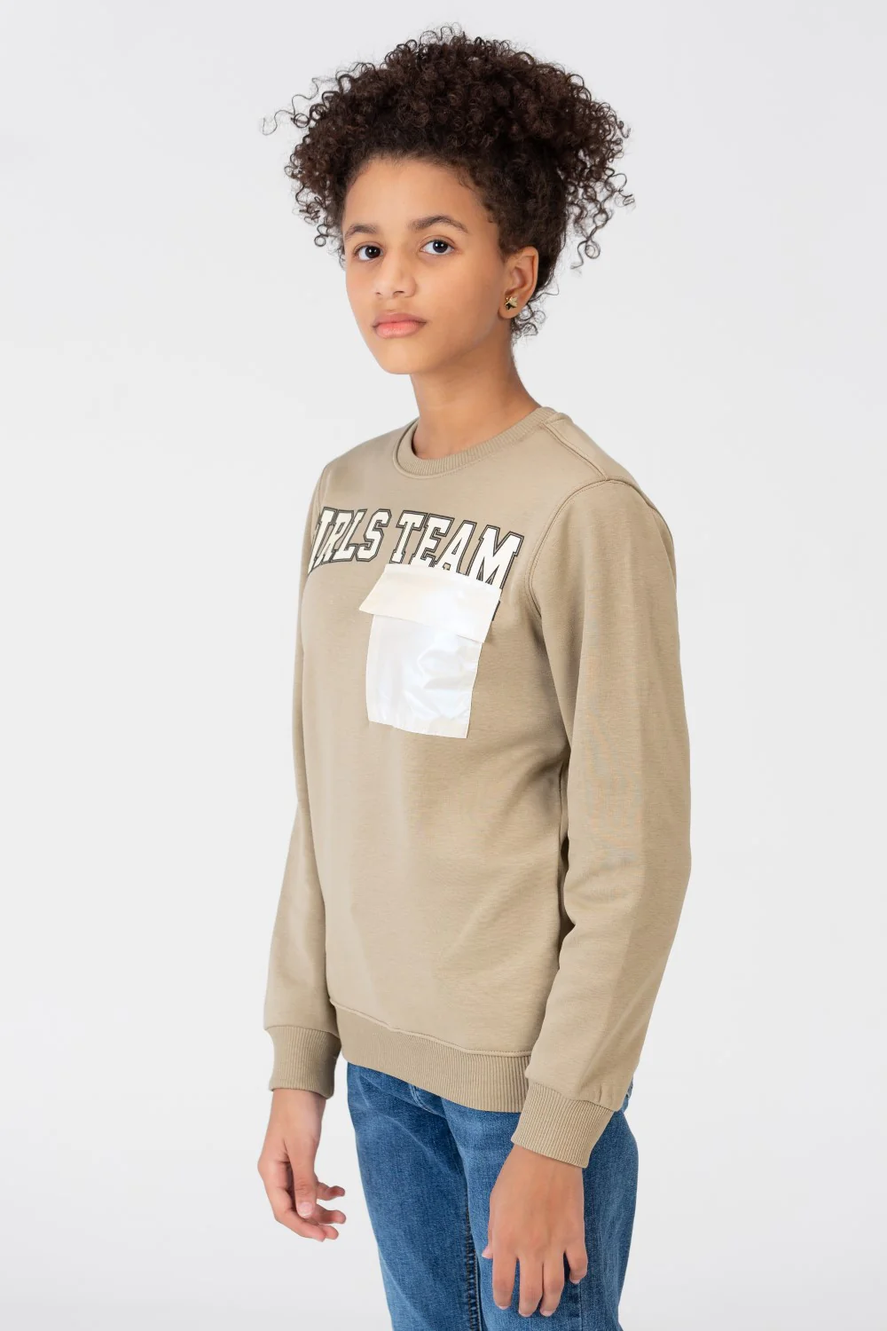 Girl's Sweatshirt With A Round Neck And A Print On The Front - Image 7