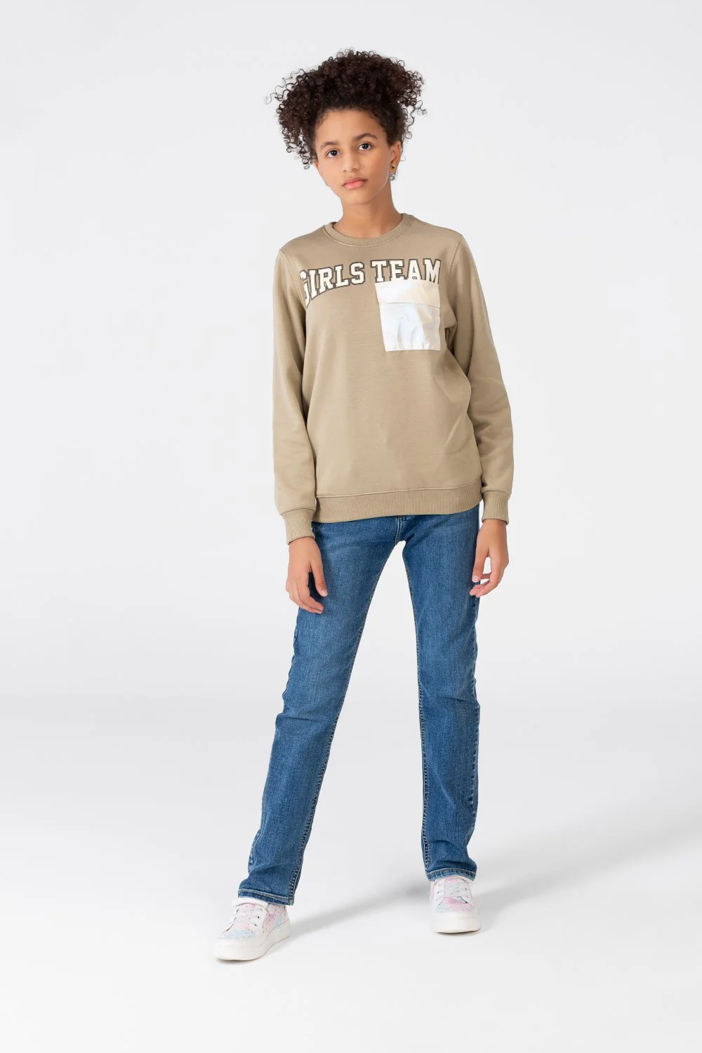 Girl's Sweatshirt With A Round Neck And A Print On The Front - Image 8