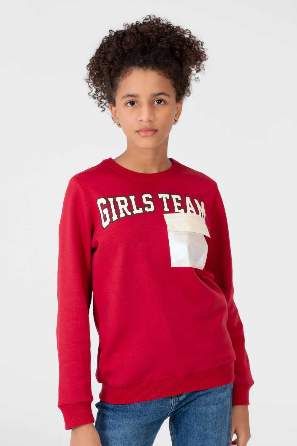 Girl's Sweatshirt With A Round Neck And A Print On The Front - Image 9