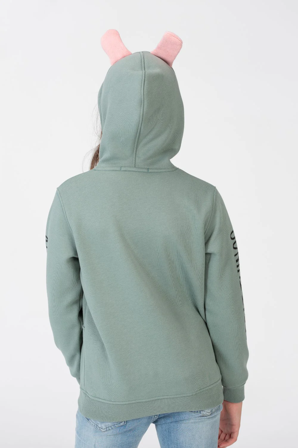 Girl's Sweatshirt With A Text Print On The shoulder And Hood - Image 10