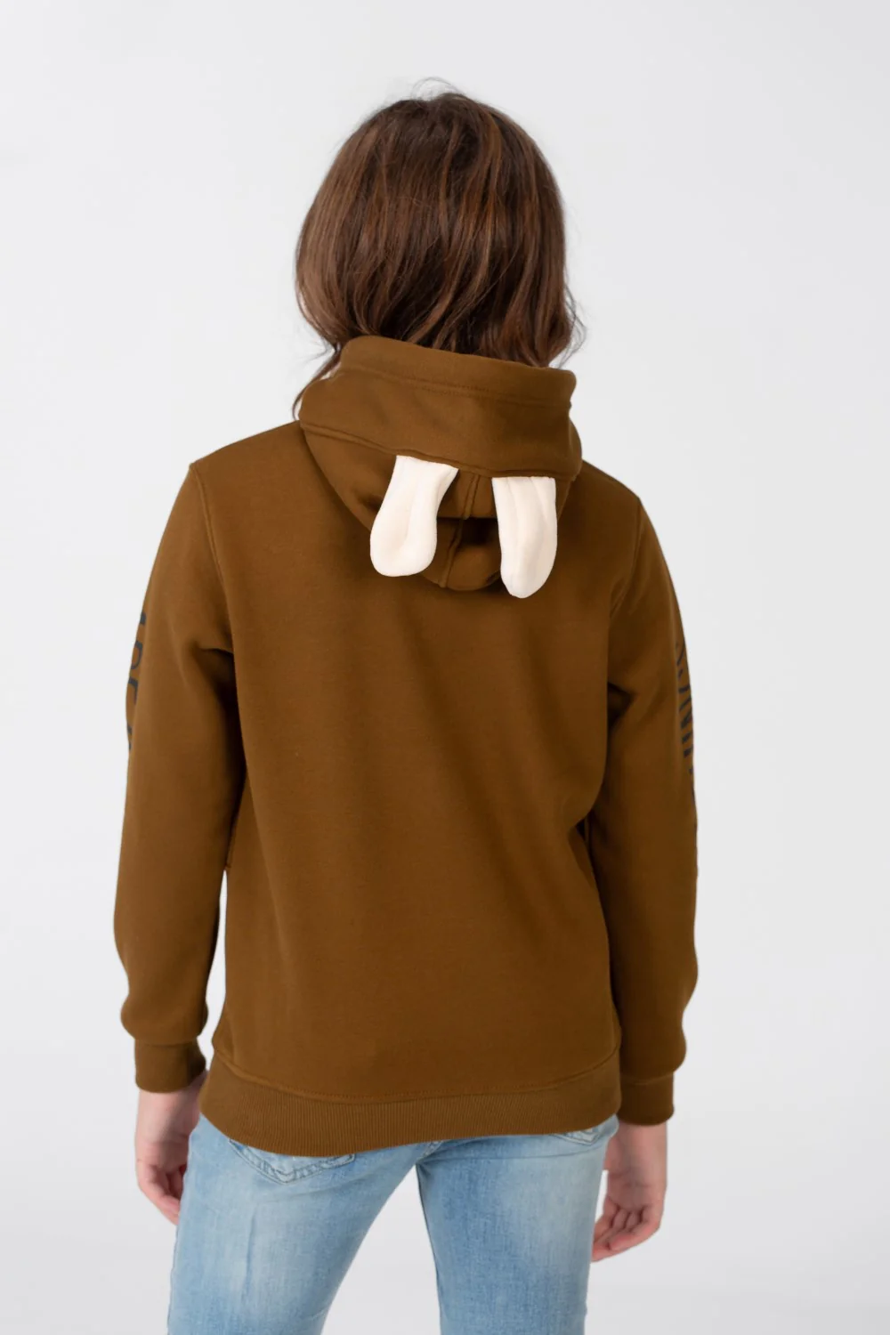 Girl's Sweatshirt With A Text Print On The shoulder And Hood - Image 2