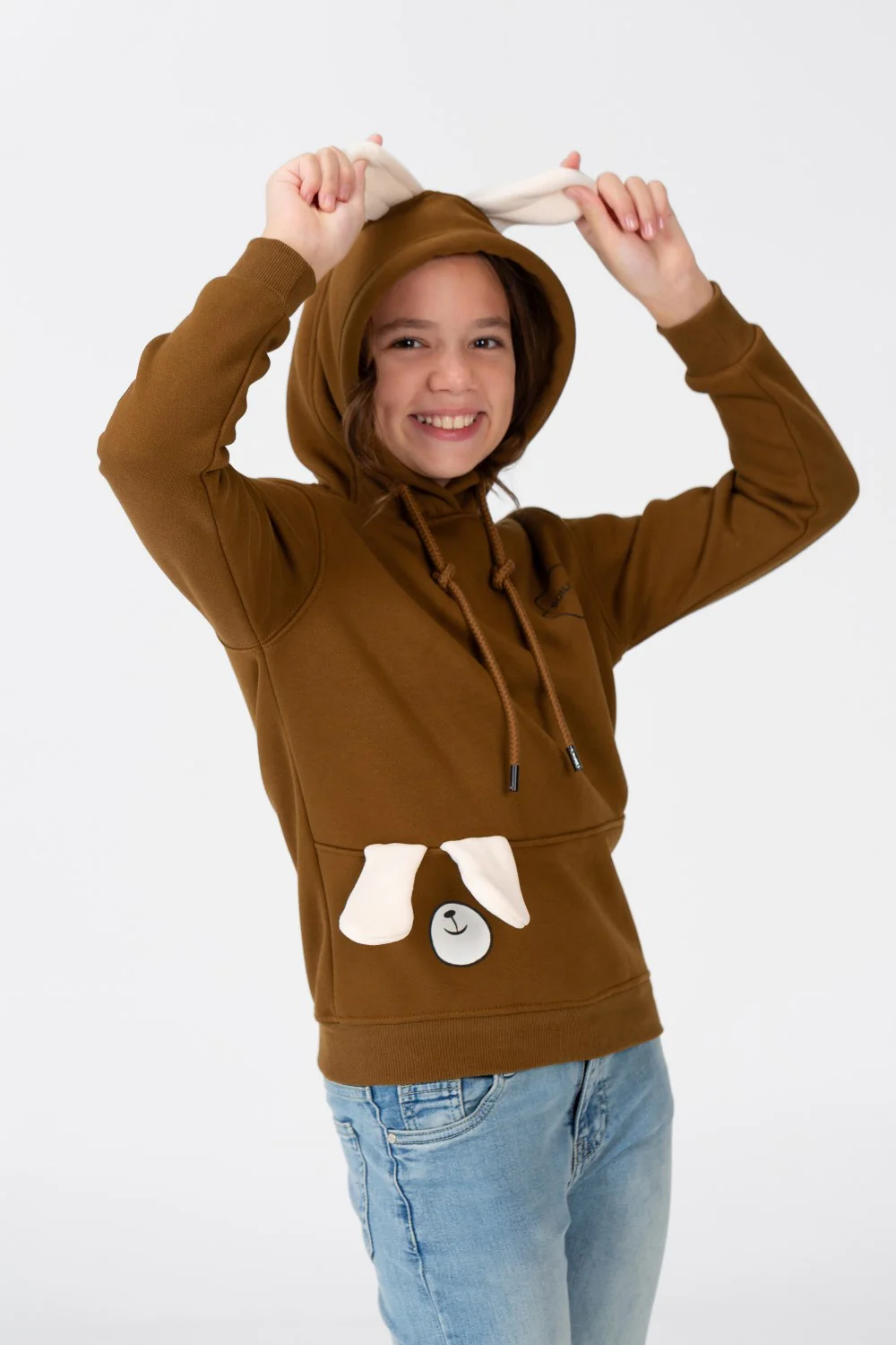 Girl's Sweatshirt With A Text Print On The shoulder And Hood - Image 3