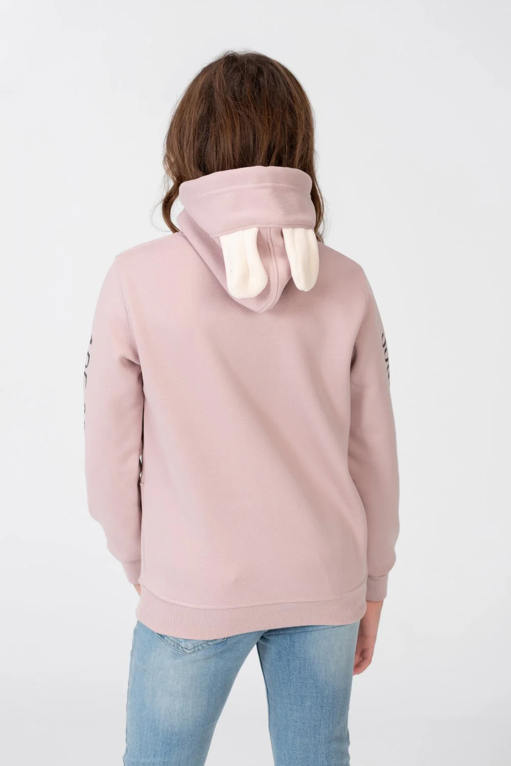 Girl's Sweatshirt With A Text Print On The shoulder And Hood - Image 6