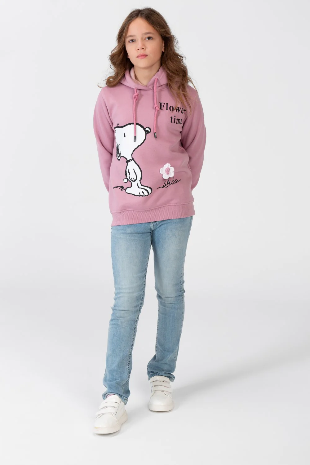 Girls Sweatshirt With Hood And Front Print - Image 4