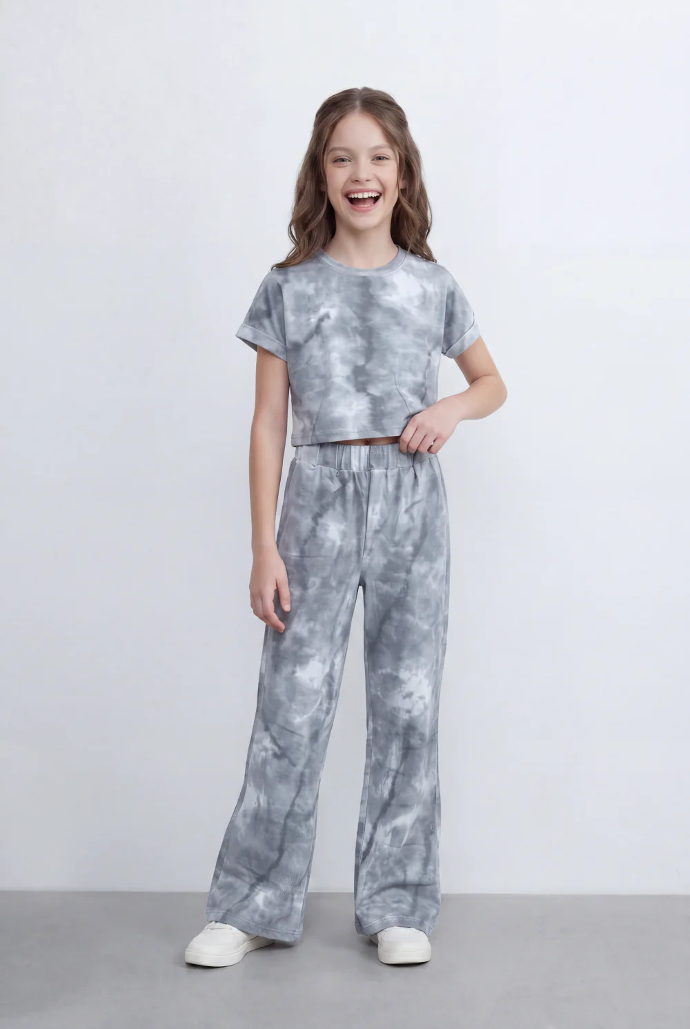 Girl's Tomato Store Tie Dye Co-Ord Set Featuring Cropped Cloud Wash Effect Outfit Regular Fit