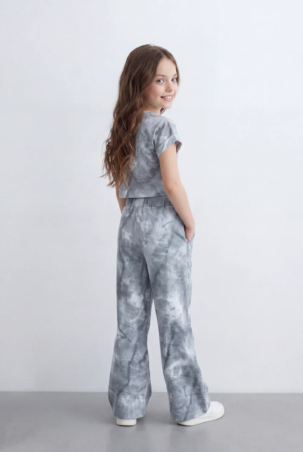 Girl's Tomato Store Tie Dye Co-Ord Set Featuring Cropped Cloud Wash Effect Outfit Regular Fit - Image 2