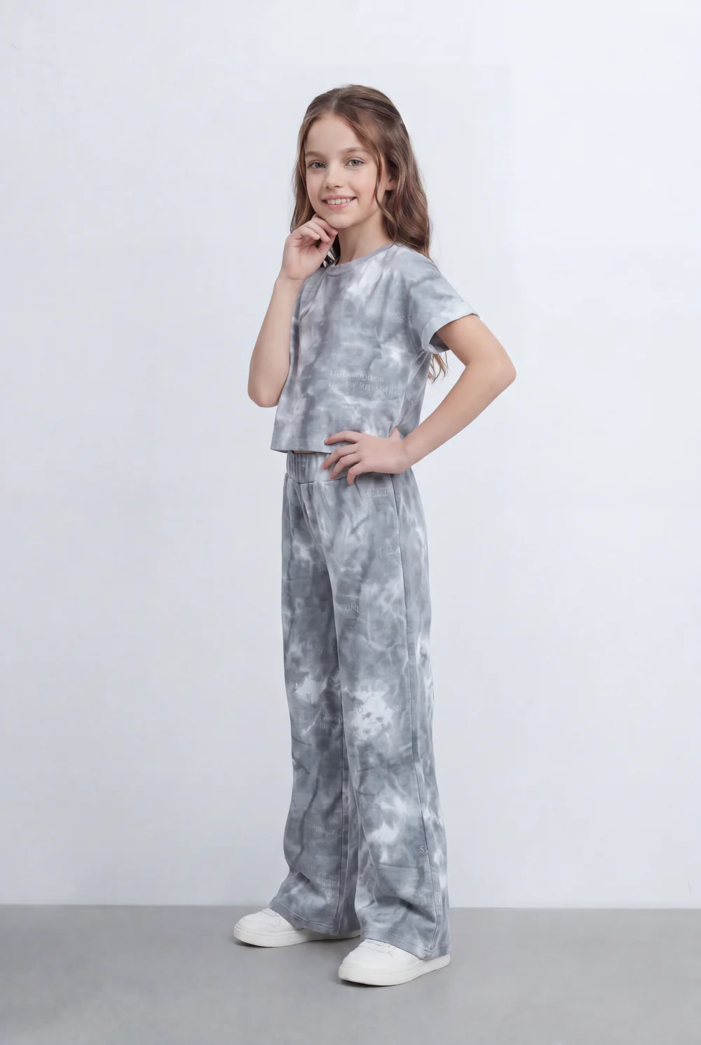 Girl's Tomato Store Tie Dye Co-Ord Set Featuring Cropped Cloud Wash Effect Outfit Regular Fit - Image 3