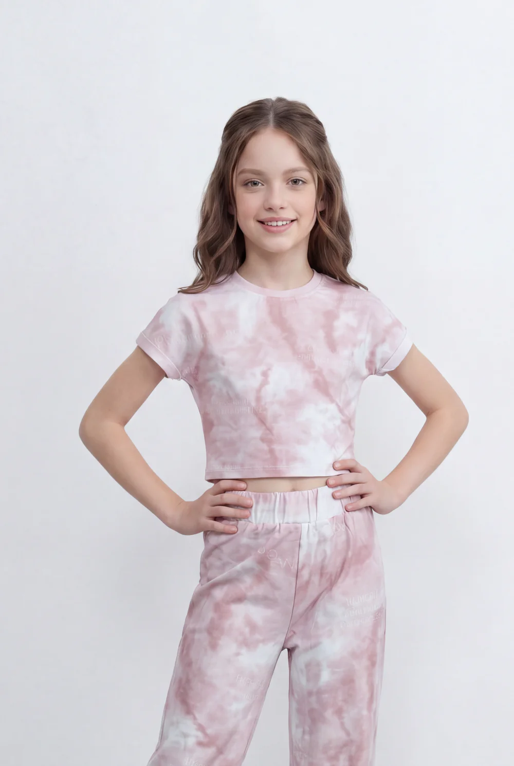 Girl's Tomato Store Tie Dye Co-Ord Set Featuring Cropped Cloud Wash Effect Outfit Regular Fit - Image 7