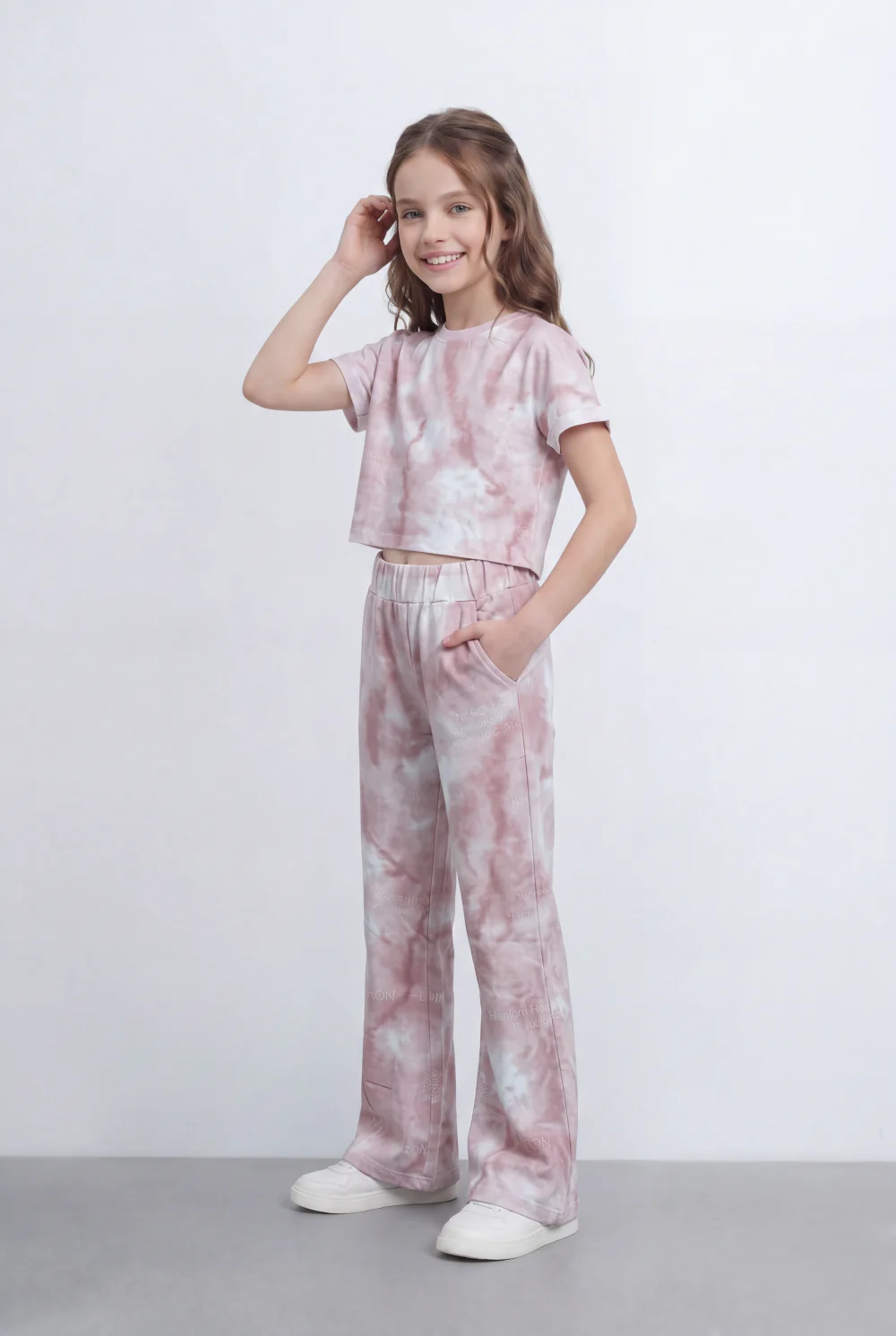 Girl's Tomato Store Tie Dye Co-Ord Set Featuring Cropped Cloud Wash Effect Outfit Regular Fit - Image 8