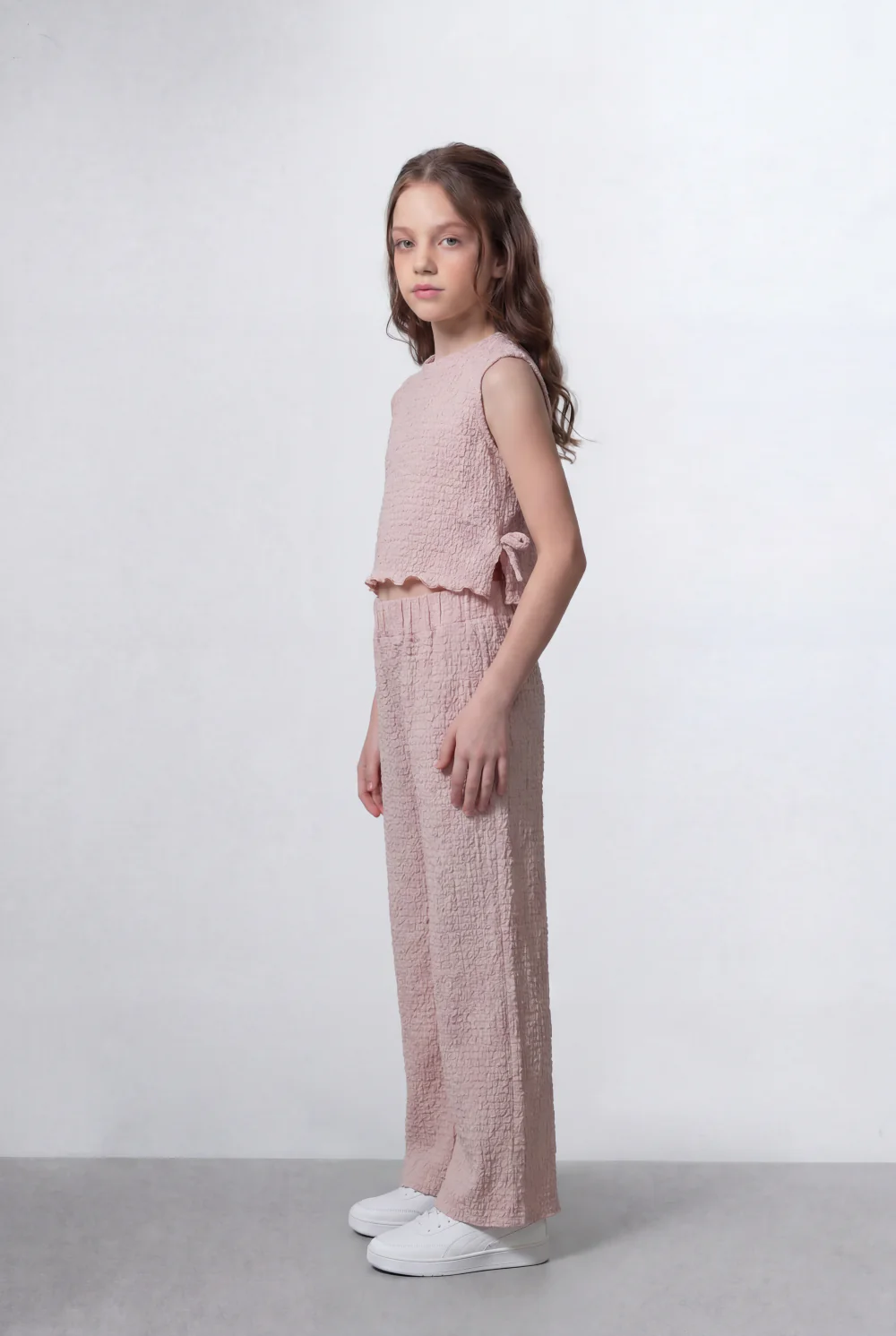 Girl's Tomato Store Crinkle Texture Co-Ord Set Sleeveless Top Wide Leg Outfit - Image 8