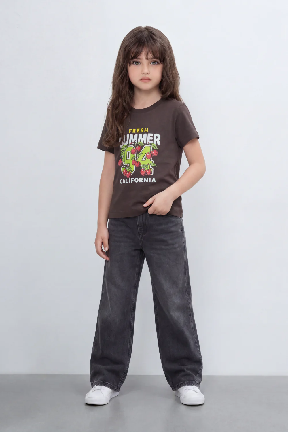 Girl's Tomato Store Fresh Summer Graphic T-Shirt Bold Front 94 California Artwork Cherry Pop Print Slim Fit - Image 3