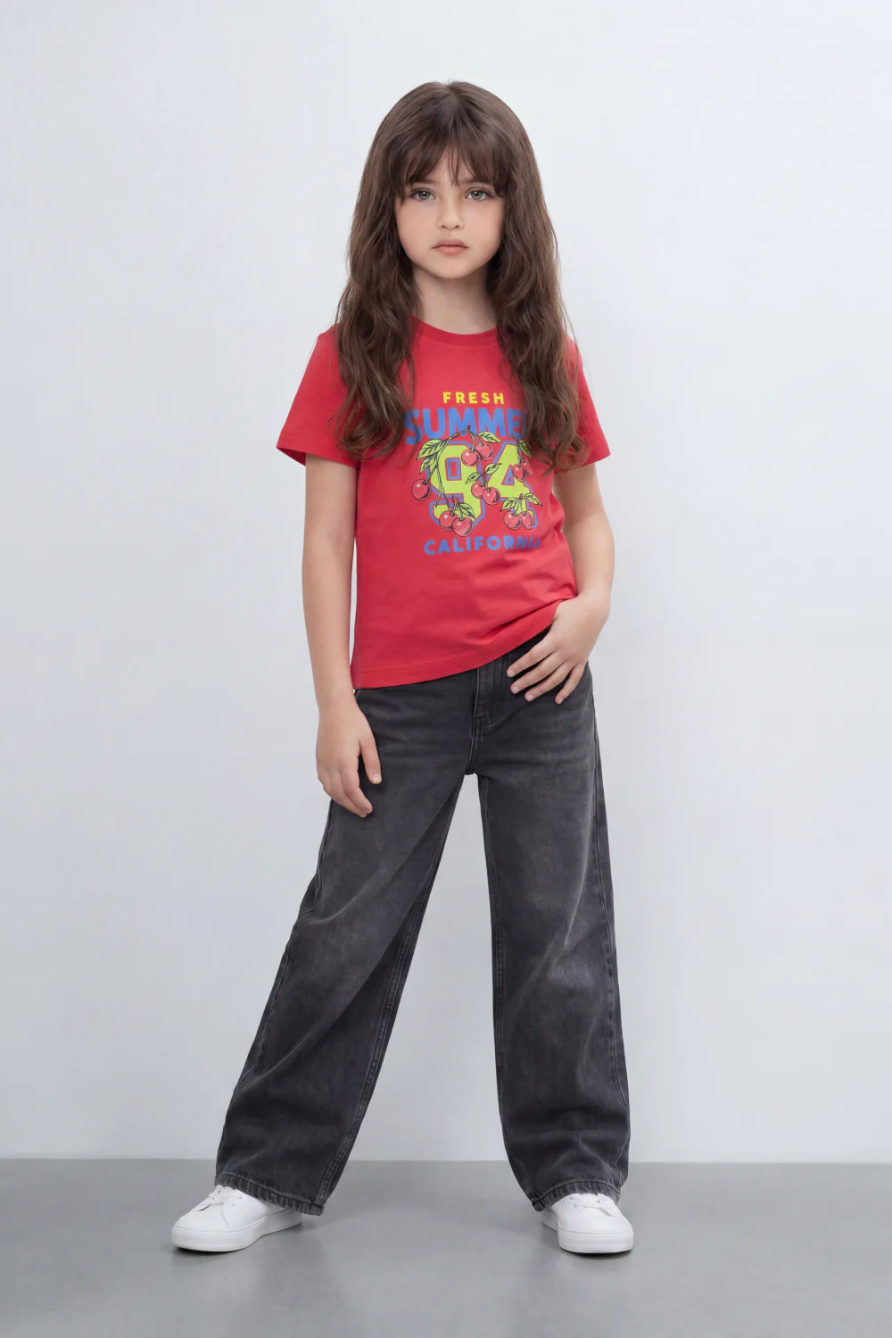 Girl's Tomato Store Fresh Summer Graphic T-Shirt Bold Front 94 California Artwork Cherry Pop Print Slim Fit - Image 7