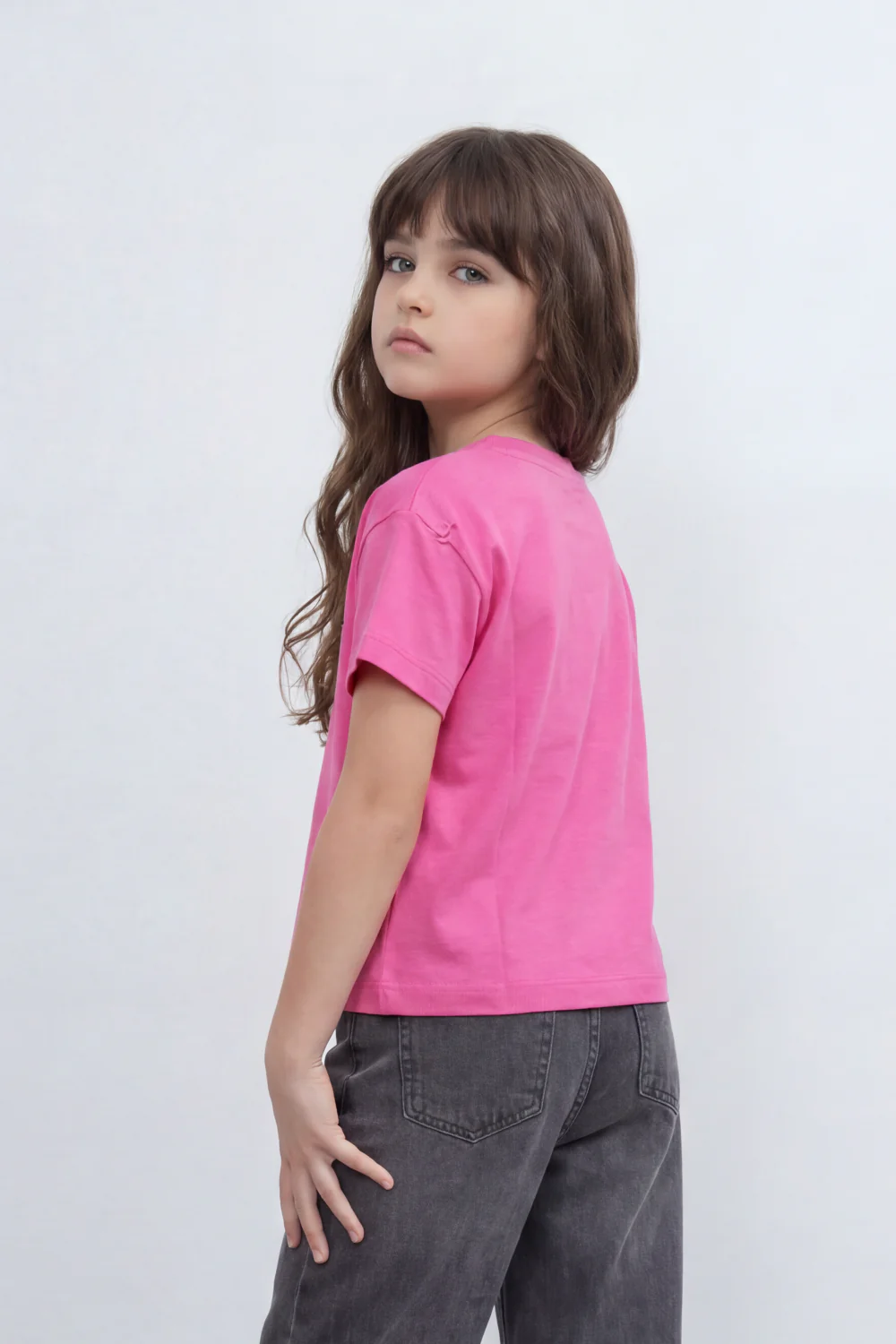 Girls’ Tomato Store Galaxy Buddy T Shirt Front Cartoon Mascot Print With Puffy Shadow Typography 626 Number Detail Star Artwork Plain Slim Fit - Image 2