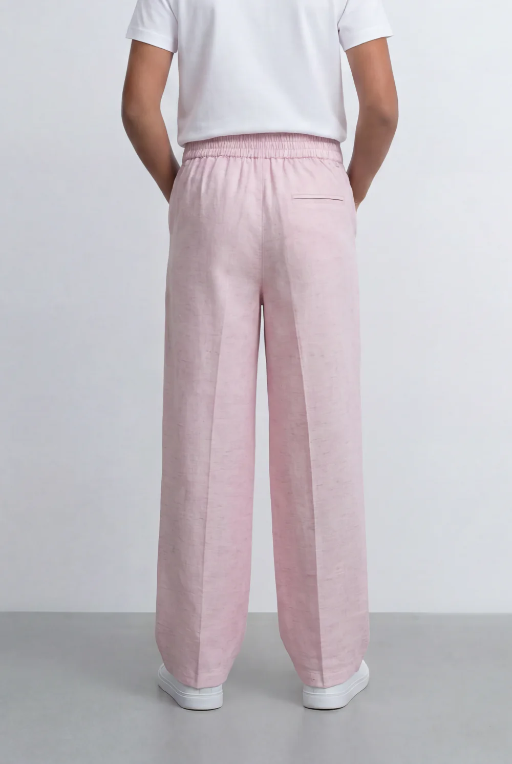 Girl's Tomato Store Linen Blend Pants Tie Waist Detail Front Pleat Finish Regular Fit Pants - Image 18