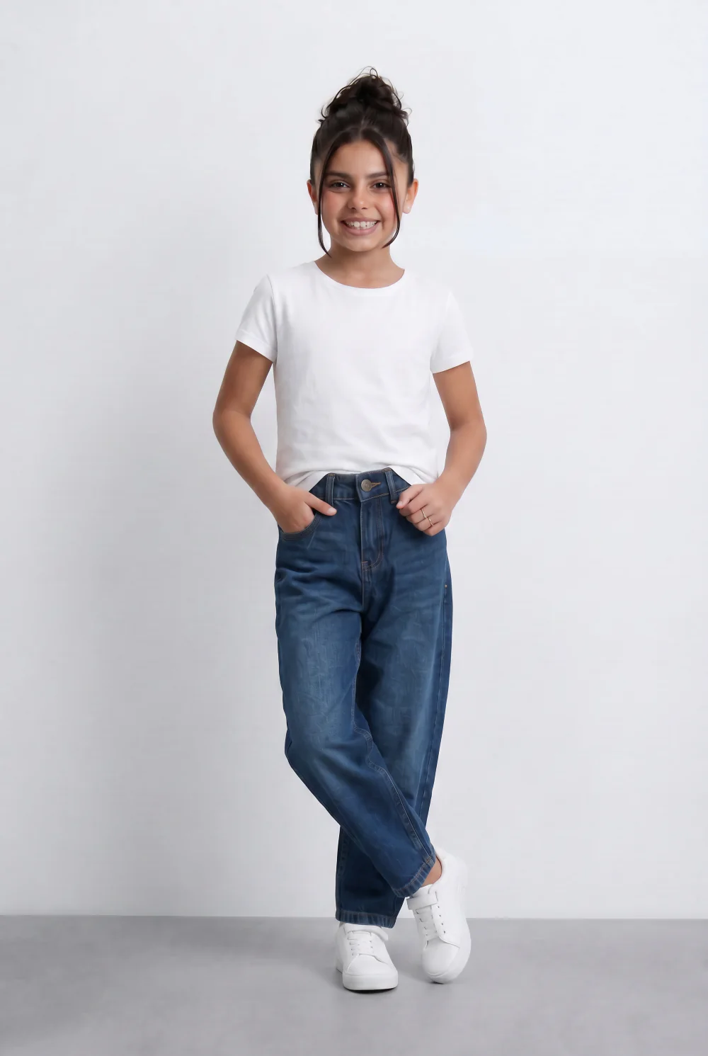 Girl's Tomato Store Mom Fit Denim Jeans High Rise Style Casual Everyday Comfortable Pants - Image 4
