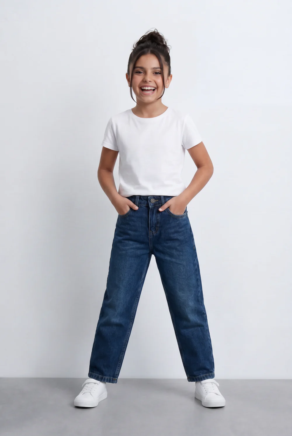 Girl's Tomato Store Mom Fit Denim Jeans High Rise Style Casual Everyday Comfortable Pants - Image 7