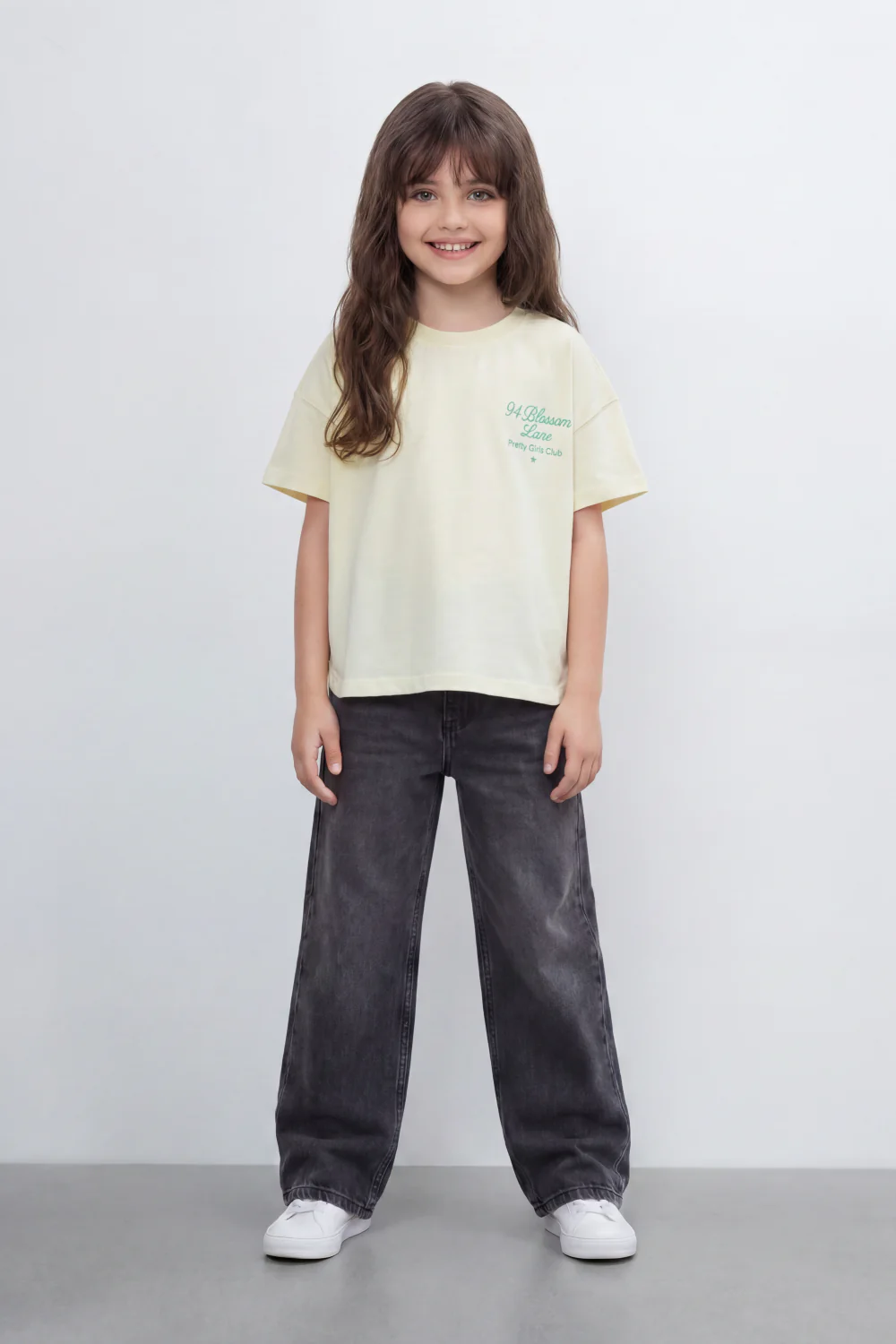 Girls’ Tomato Store Oversize T-Shirt With Smooth Jersey Texture Soft Washed Surface Small Chest Script Print Front Cropped - Image 7
