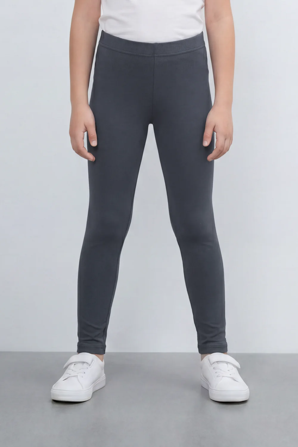 Girl's Tomato Store Second Skin Rib Leggings Smooth Solid Dye Surface Elastic Waistband Slim Stretch Fit - Image 10