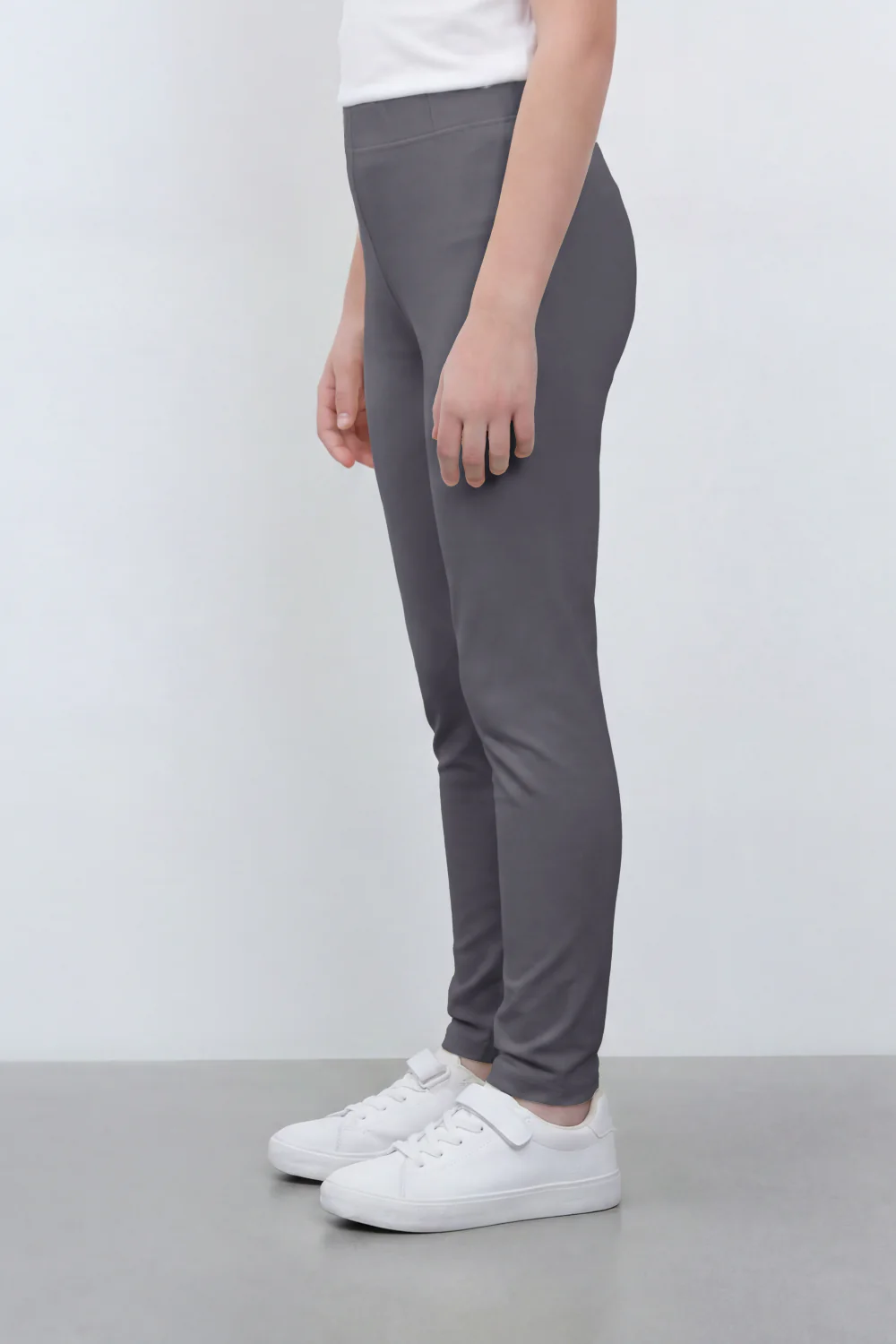 Girl's Tomato Store Second Skin Rib Leggings Smooth Solid Dye Surface Elastic Waistband Slim Stretch Fit - Image 12