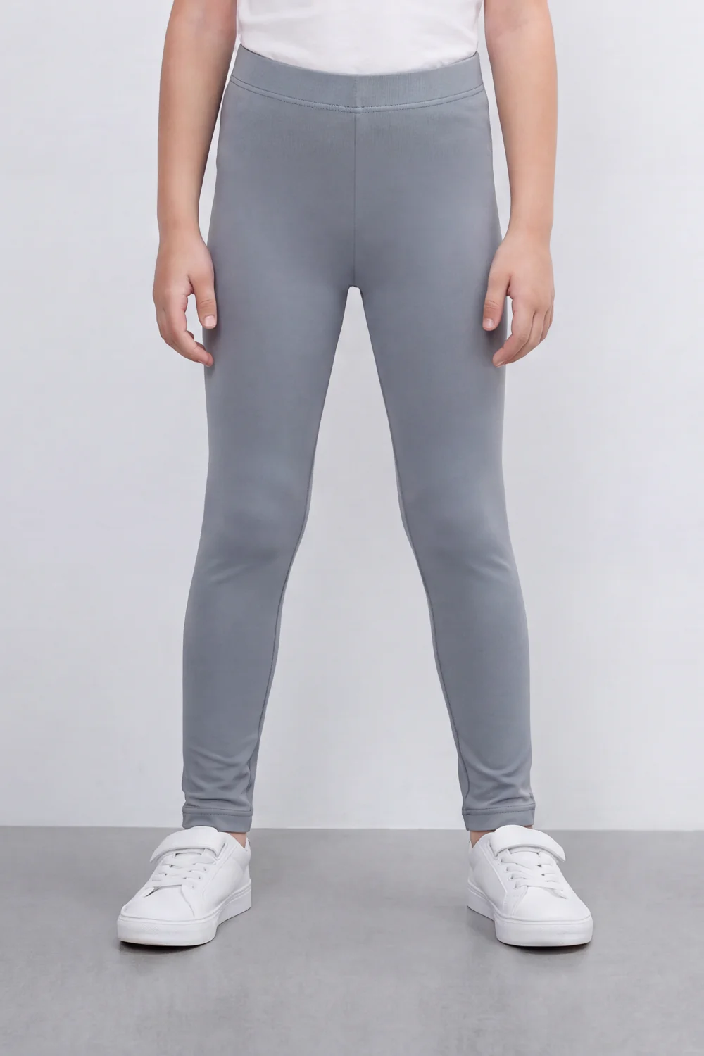 Girl's Tomato Store Second Skin Rib Leggings Smooth Solid Dye Surface Elastic Waistband Slim Stretch Fit - Image 14