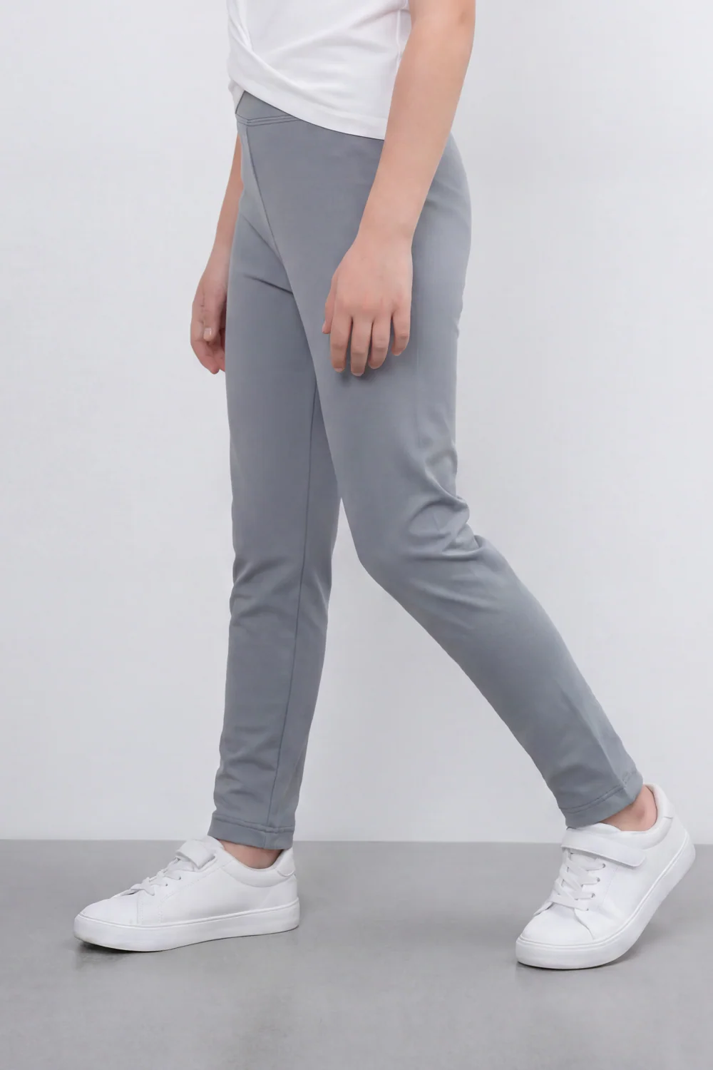 Girl's Tomato Store Second Skin Rib Leggings Smooth Solid Dye Surface Elastic Waistband Slim Stretch Fit - Image 16