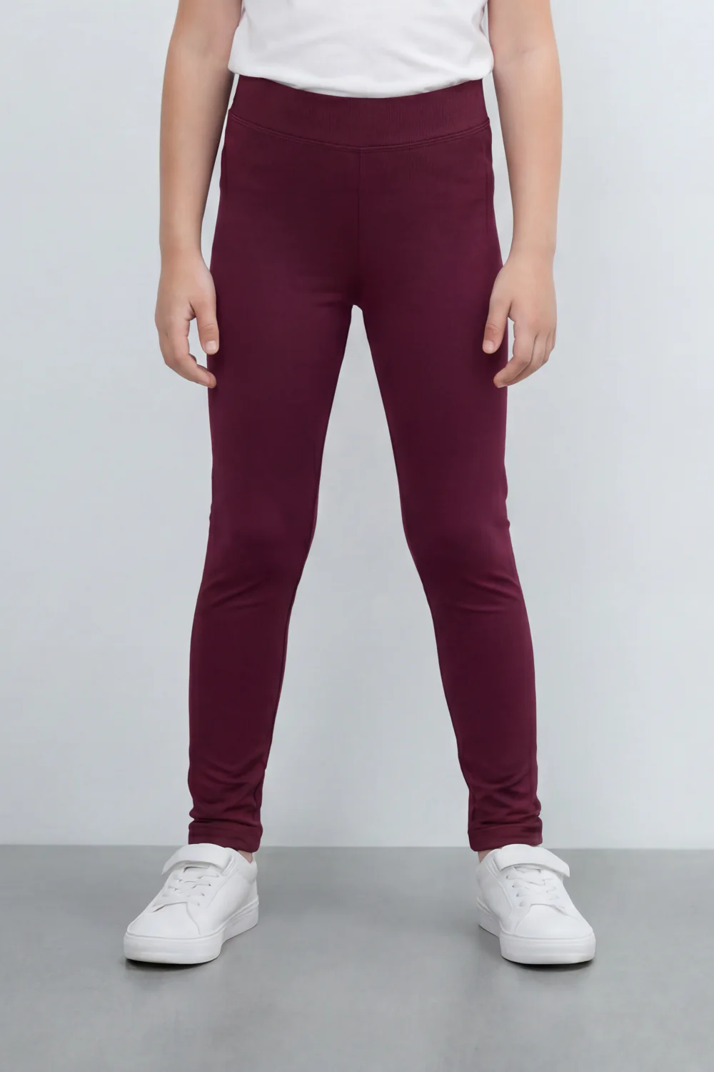 Girl's Tomato Store Second Skin Rib Leggings Smooth Solid Dye Surface Elastic Waistband Slim Stretch Fit - Image 26