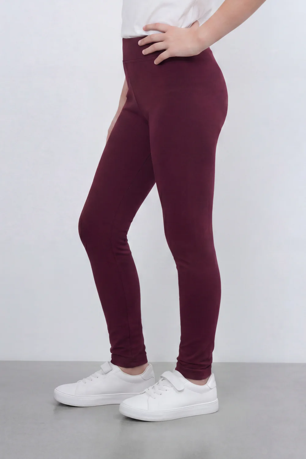 Girl's Tomato Store Second Skin Rib Leggings Smooth Solid Dye Surface Elastic Waistband Slim Stretch Fit - Image 28