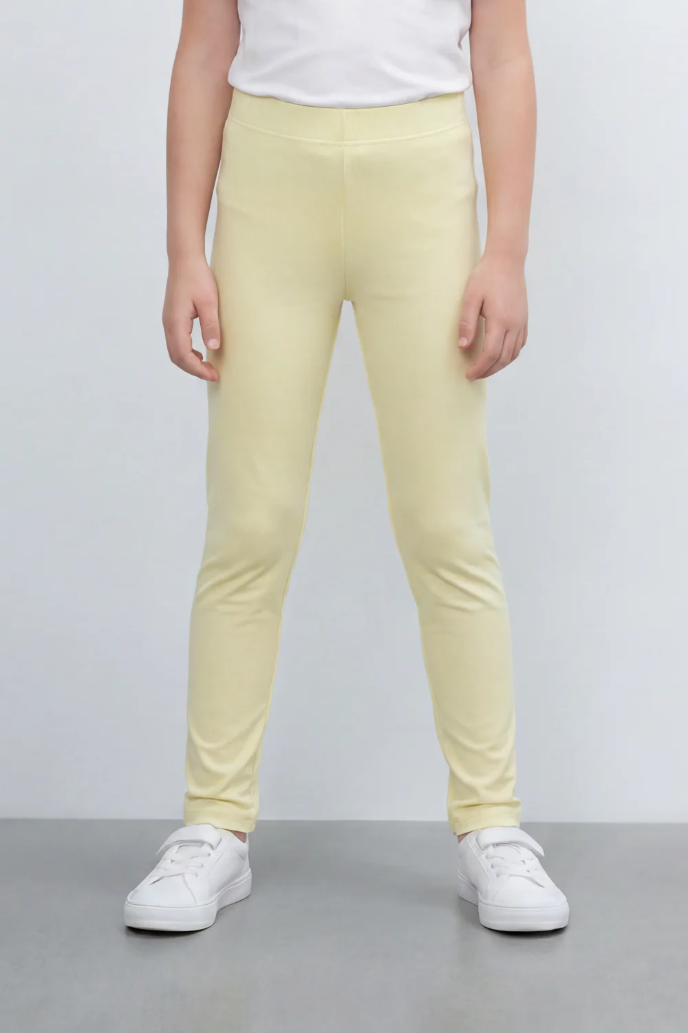 Girl's Tomato Store Second Skin Rib Leggings Smooth Solid Dye Surface Elastic Waistband Slim Stretch Fit - Image 30