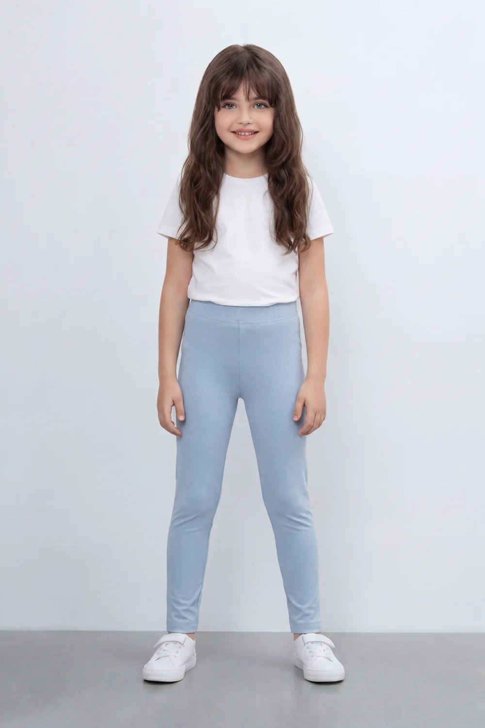 Girl's Tomato Store Second Skin Rib Leggings Smooth Solid Dye Surface Elastic Waistband Slim Stretch Fit - Image 35