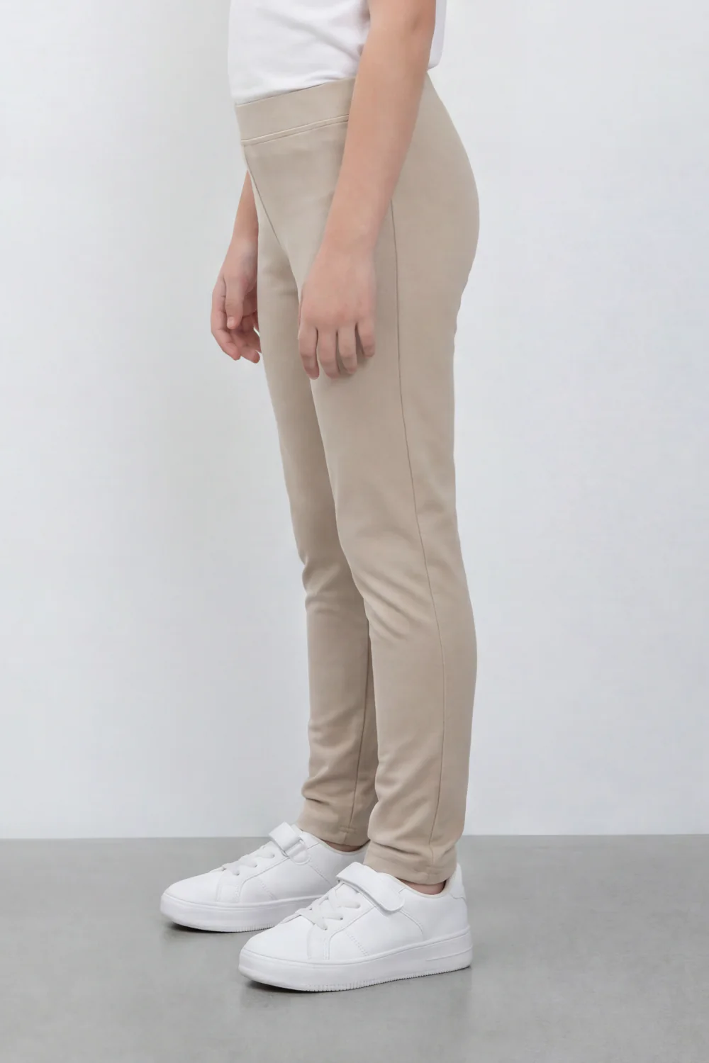Girl's Tomato Store Second Skin Rib Leggings Smooth Solid Dye Surface Elastic Waistband Slim Stretch Fit - Image 4