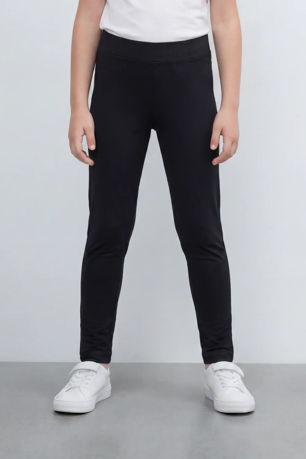 Girl's Tomato Store Second Skin Rib Leggings Smooth Solid Dye Surface Elastic Waistband Slim Stretch Fit - Image 6