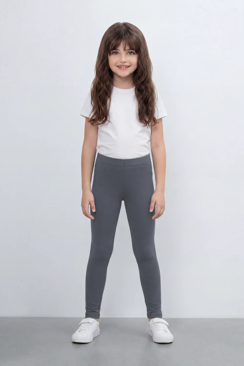 Girl's Tomato Store Second Skin Rib Leggings Smooth Solid Dye Surface Elastic Waistband Slim Stretch Fit - Image 9