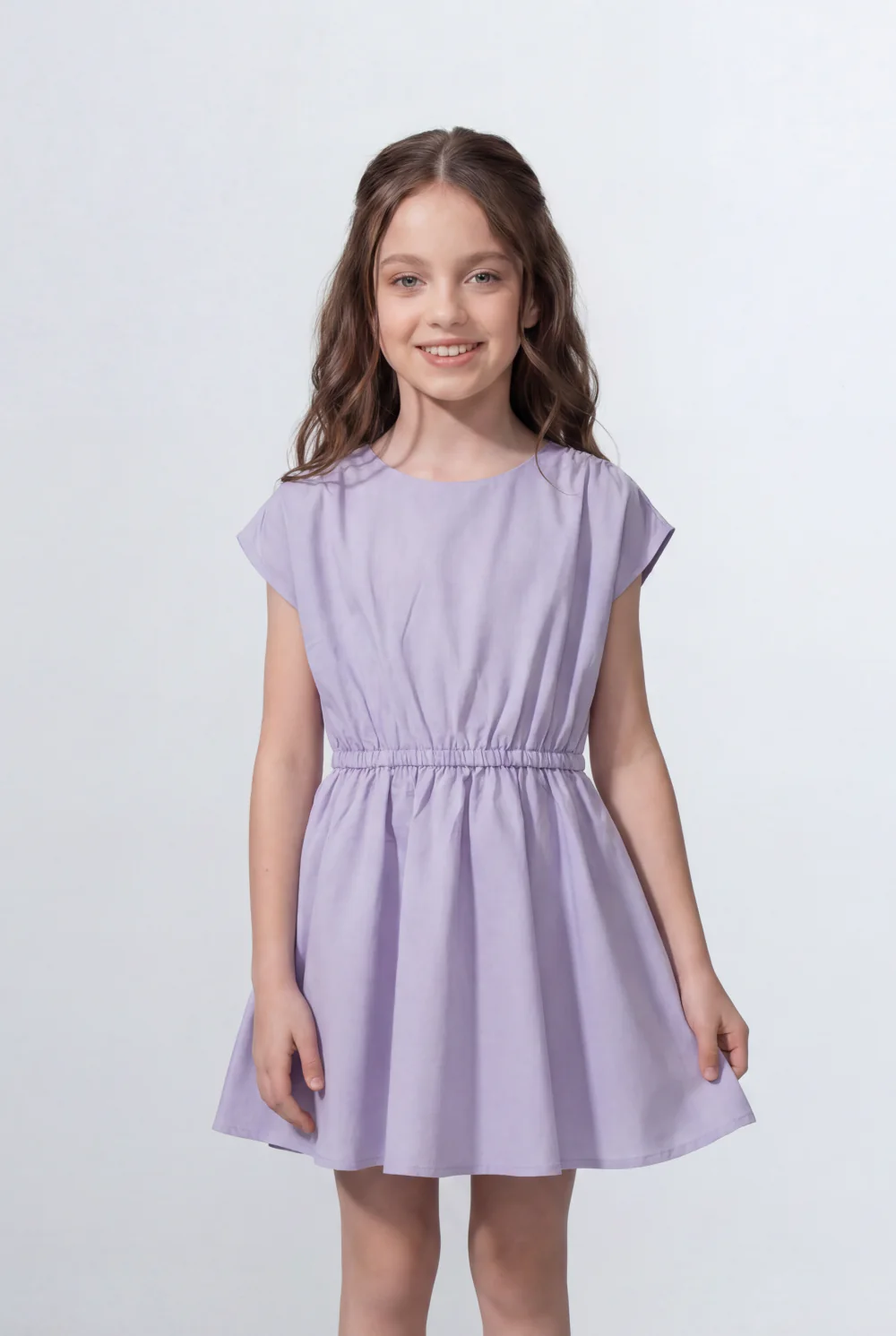 Girl's Tomato Store Summer Dress Clean Minimal Design Cap Sleeve Style Elastic Waist Detail Flowy Skirt Shape - Image 3