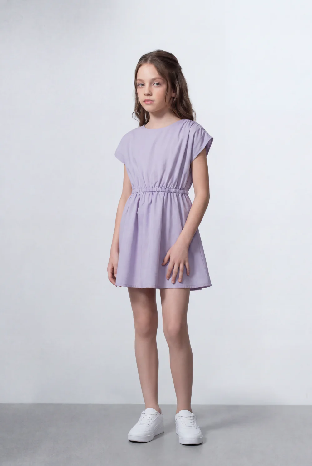 Girl's Tomato Store Summer Dress Clean Minimal Design Cap Sleeve Style Elastic Waist Detail Flowy Skirt Shape - Image 4