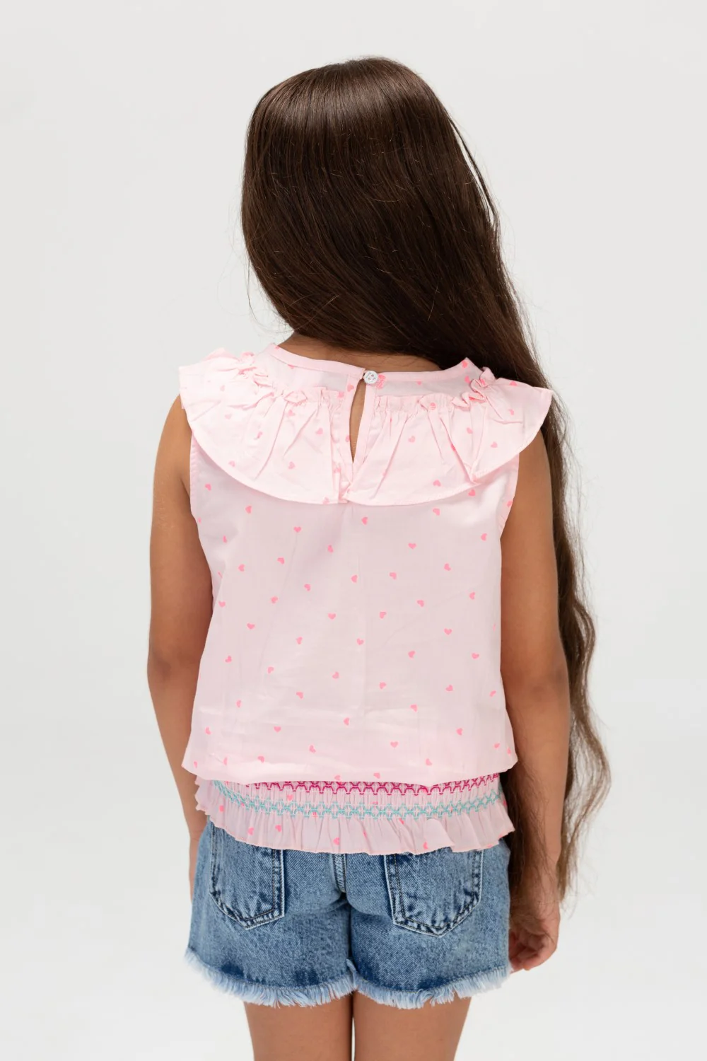 Girls Tomato Summer Doted Blouse Made Of Cotton Material And A Modern Cut In Pink - Image 2