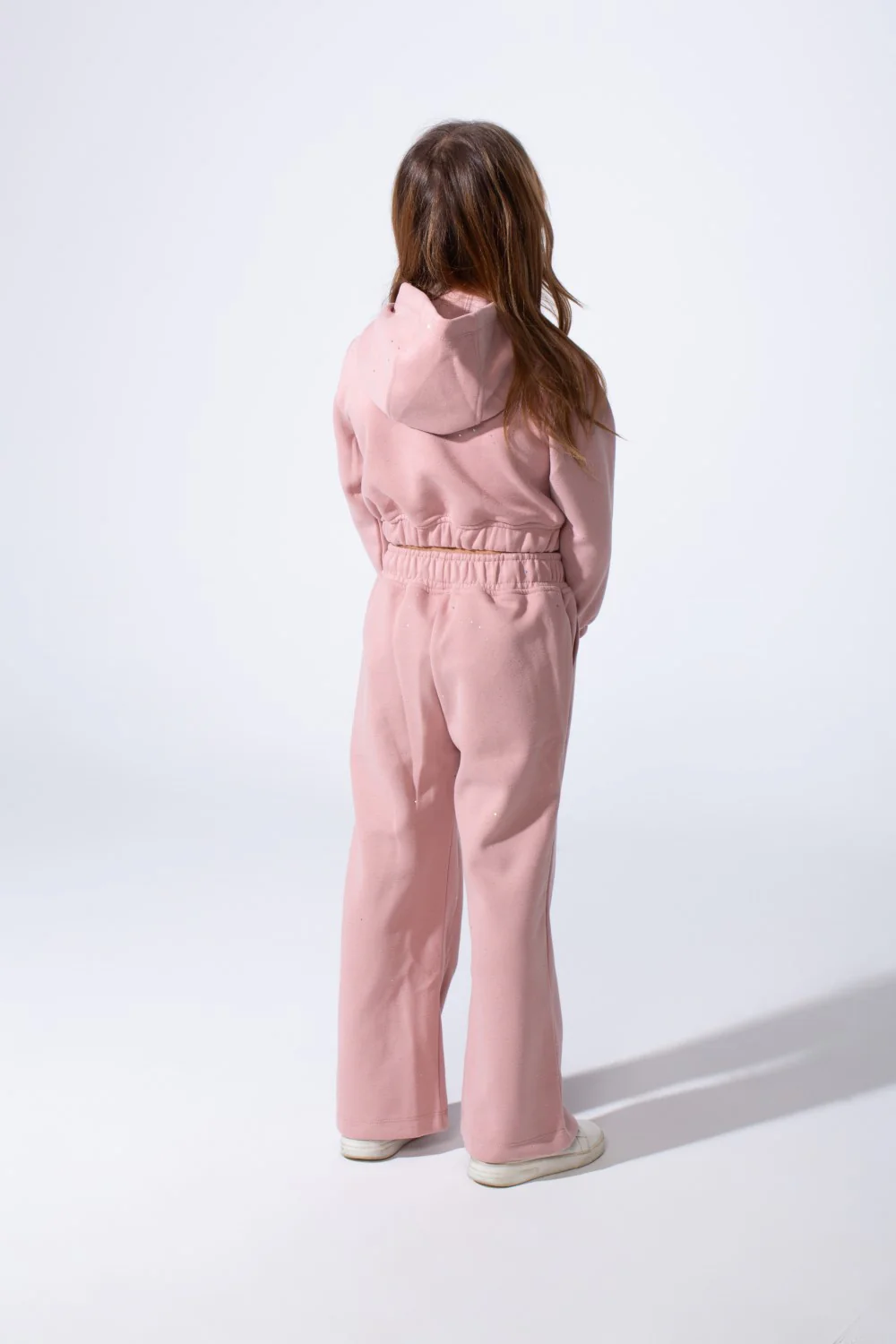 Girl's Two-Piece Cropped Elasticated Long Sleeve And Waistband Sleek Minimalist Design Comfy Melton Outfit Set - Image 6