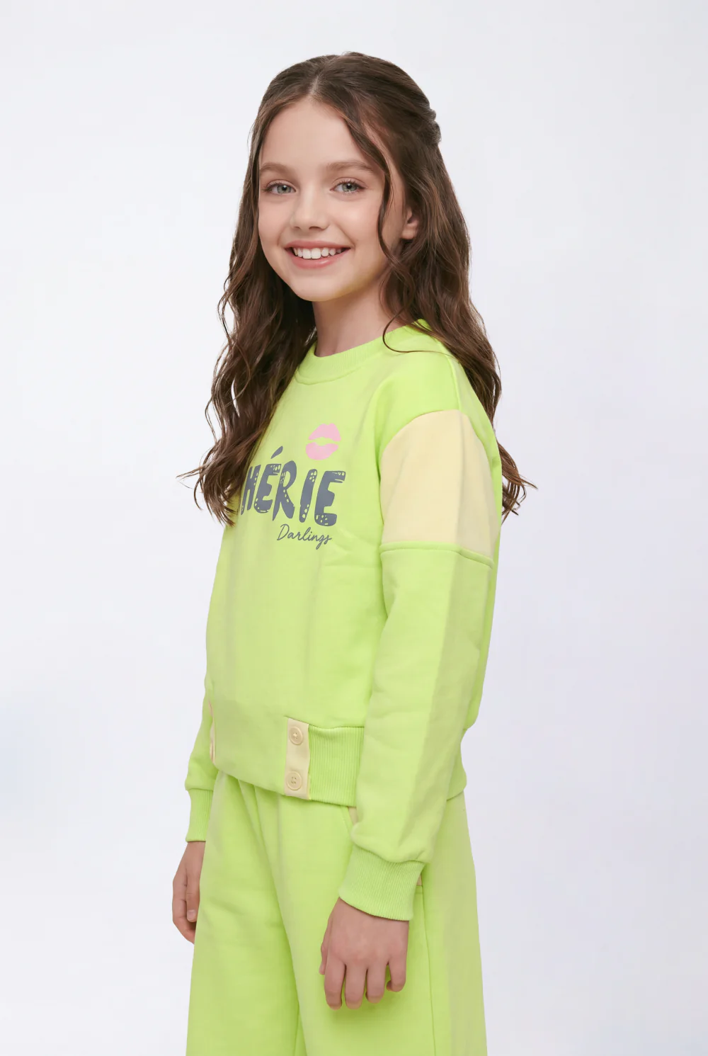 Girl's Two-Piece Set Vibrant Color Block Design Crew Neck Playful Graphic Print Cozy Warmth Trendy Slim Fit Melton Outfit - Image 11