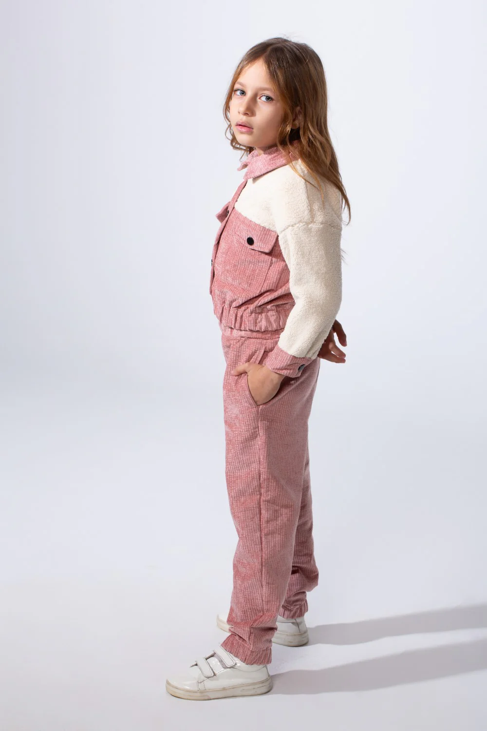 Girl's Two-Pieces With Mix Textured Fabric Classics Collar Button Down Two Chest Pockets Trendy Layered Modern Outfit - Image 12