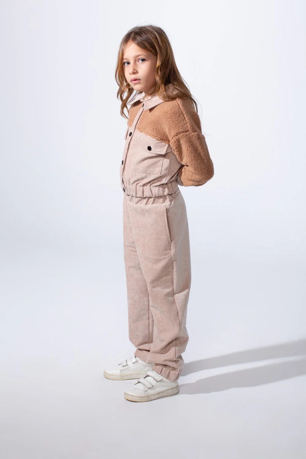 Girl's Two-Pieces With Mix Textured Fabric Classics Collar Button Down Two Chest Pockets Trendy Layered Modern Outfit - Image 8