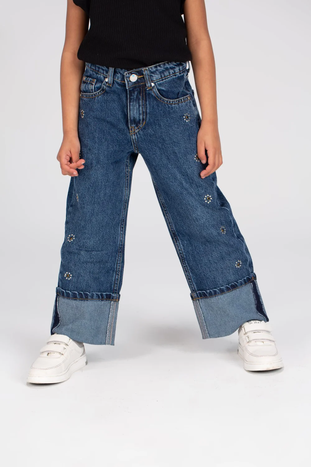 Girl's Used Details Wide Leg Jeans Pants With A Unique Cut - Image 15