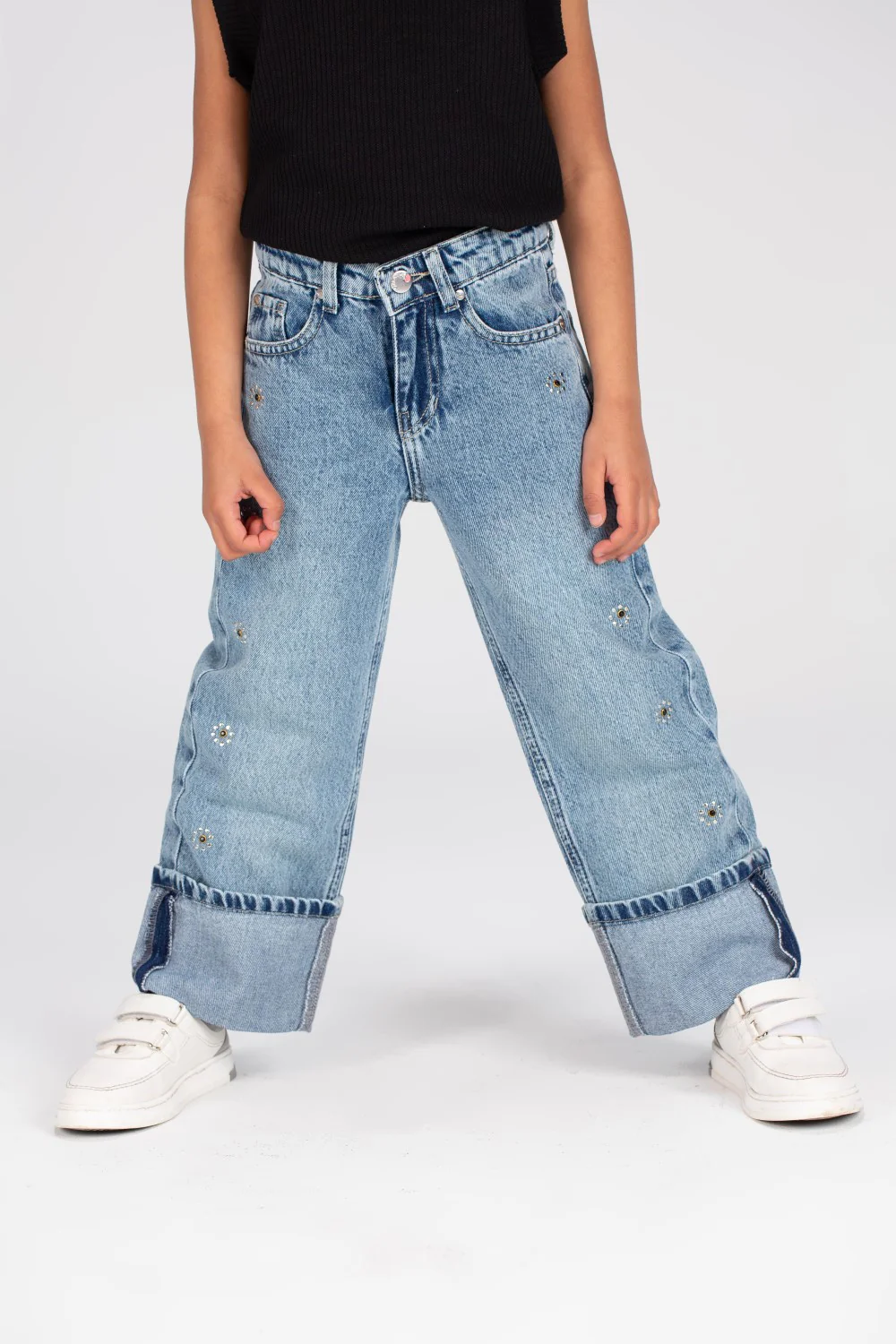 Girl's Used Details Wide Leg Jeans Pants With A Unique Cut - Image 18