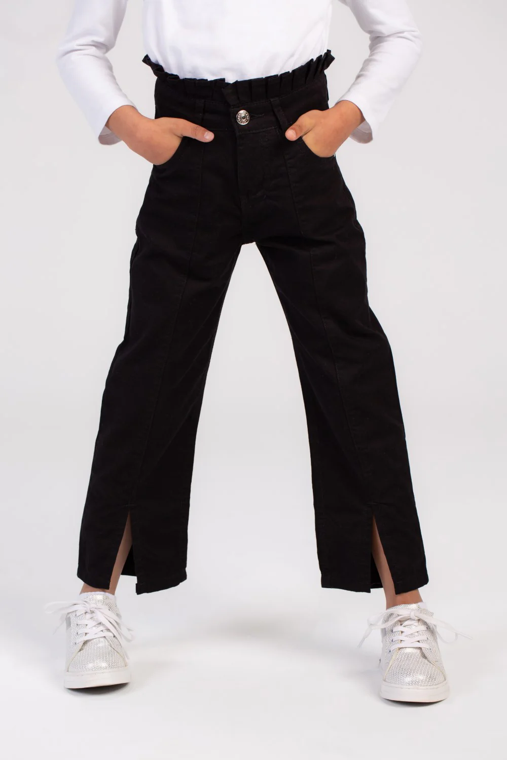 Girl's Used Details Wide Leg Style Gabardines Pants From Casual Outings - Image 4