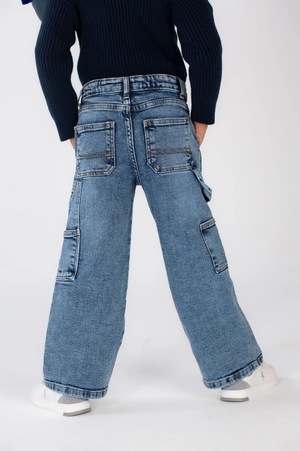 Girl's Used Details Wide Leg Style Jeans Pants With Unique Cut - Image 14