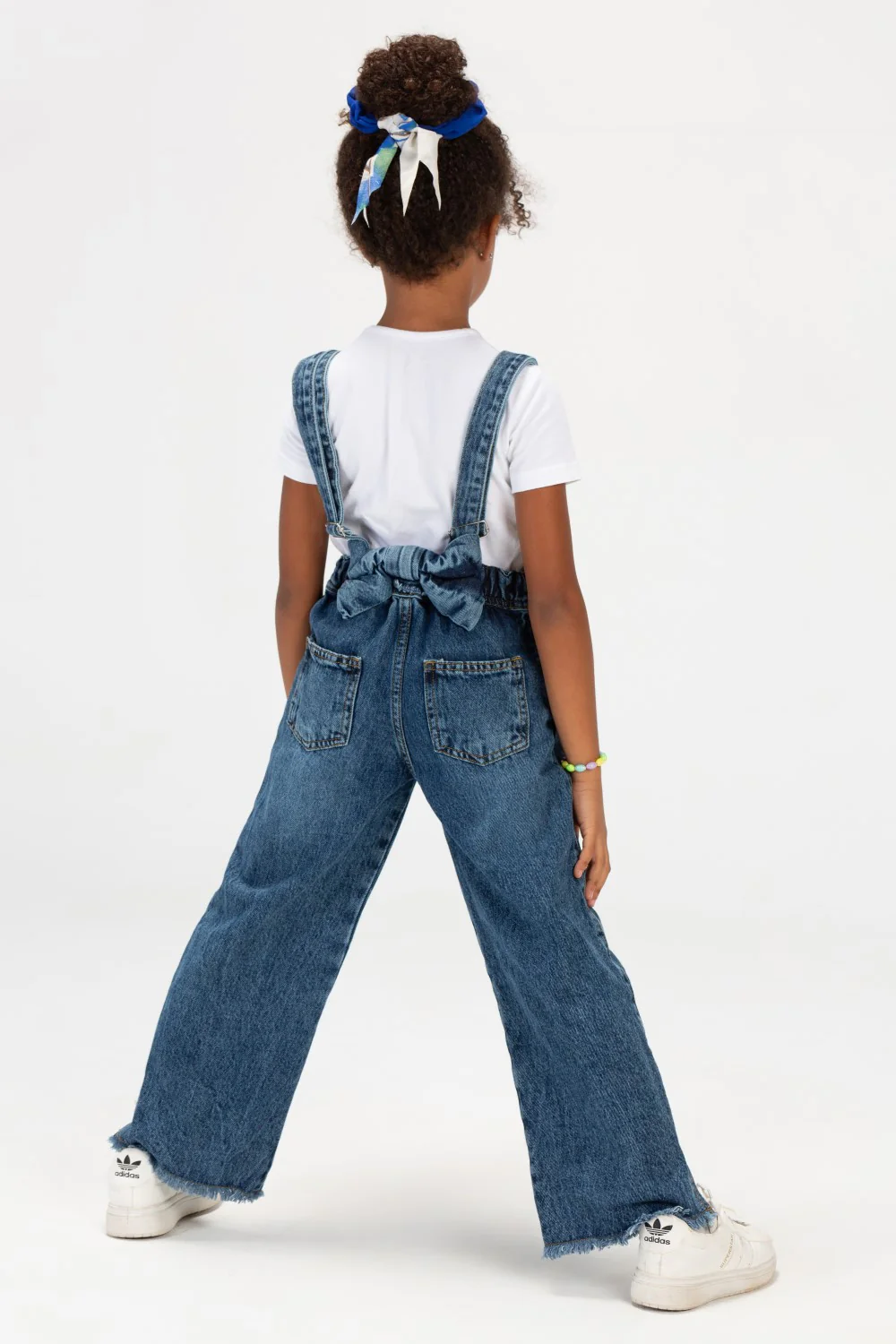 Girls Used Slouchy Jeans Jumpsuit With A Bow Tie At The Back And A Modern Cut - Image 12