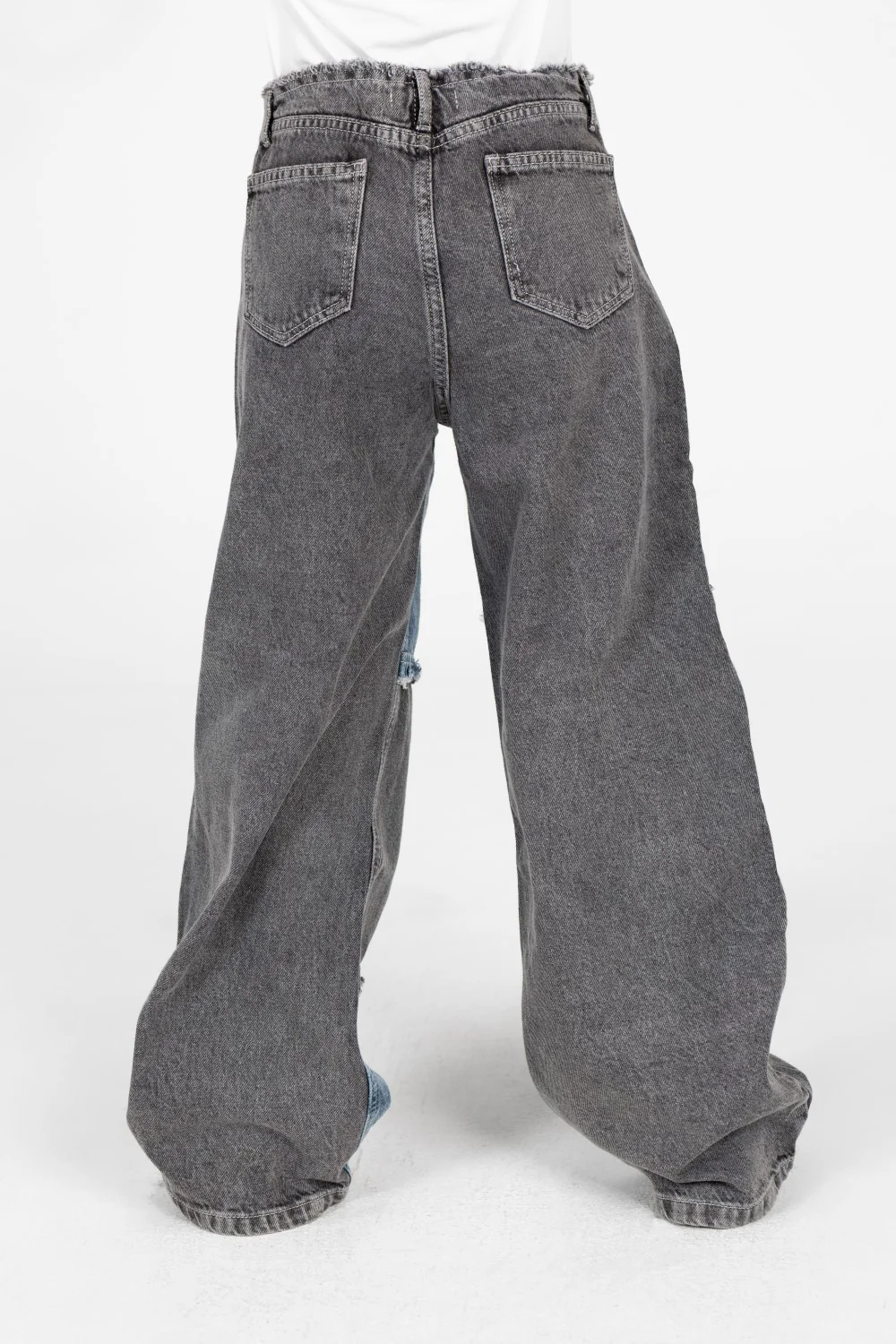 Girl's Wide Leg Half And Half Jeans Pants In A Modern Design - Image 6
