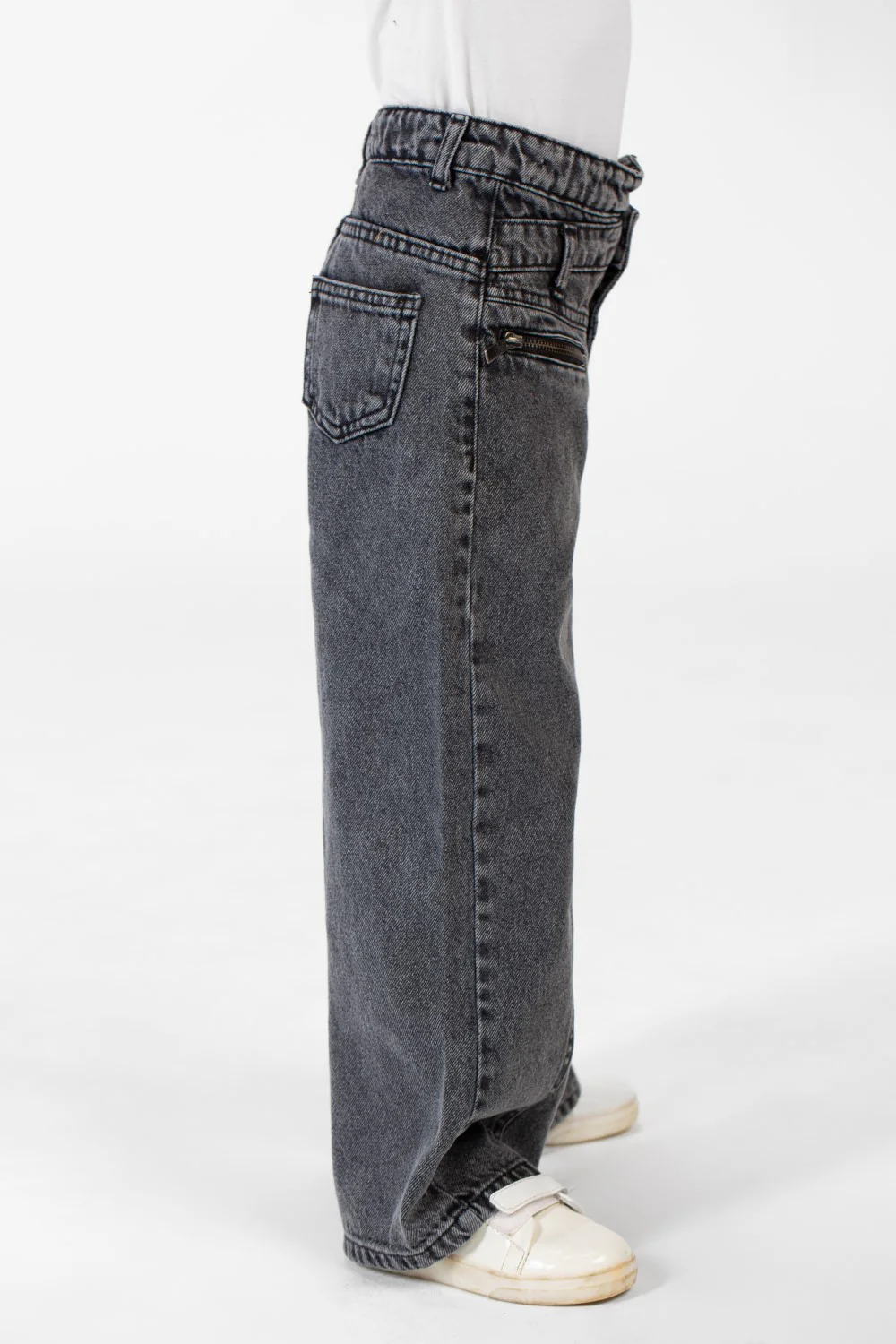 Girl's Wide Leg Jeans Pants With A Modern Side Zipper Pocket - Image 15